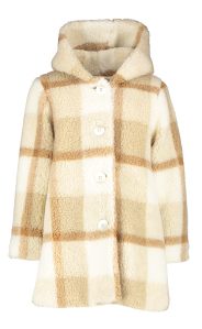 Elsy Multi-color geruite fake fur mantel  
