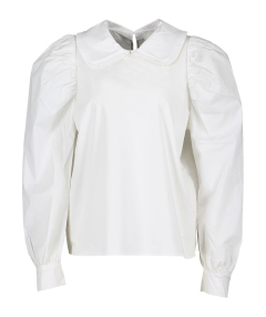 Munthe Witte blouse met pofmouwen en opvallende kraag  