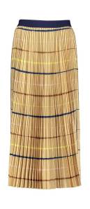 Munthe Lange beige plissé rok met multi-color strepen  