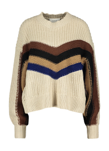 Munthe Beige trui met multi-color strepen  