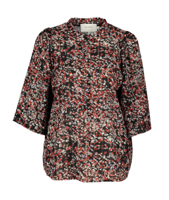 Munthe Zwarte blouse met bloemenprint en metaaldraad Nominate  