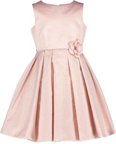 Miss Leod Roze licht glanzende jurk met glinsterende steentjes in de taille Communie 