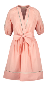 Twinset Roze kleed met fijne details en striklint in taille 