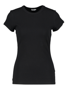 Zwarte geribd t-shirt met ronde hals Flippa K 
