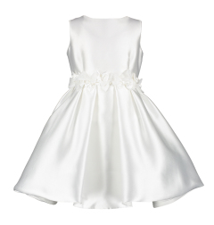 Miss Leod Witte glanzende jurk met lint in de taille Communie 