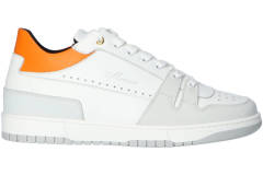 Mercer Witte unisex sneakers met grijs en oranje detail 
