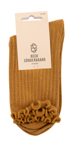 Becksöndergaard Zandkleurige sokken met ruffles en motief Beck Söndergaard