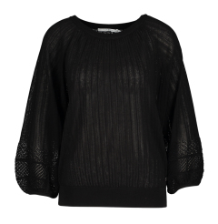 Xandres Zwarte lichte trui met wijde mouwen en patroon AMARIS 