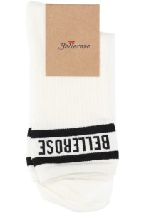 Bellerose Ecru kleurige sokken met zwart opschrift 