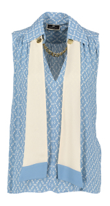 Elisabetta Franchi Lichtblauwe blouse met witte print 