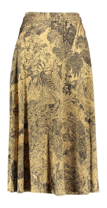 Xandres Lange beige rok met zwart patroon en glazende stof  