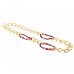 Flo Jewelry Rode lang halsjuweel met unieke schakelketting met lussen van Swarovskiblokjes Flo