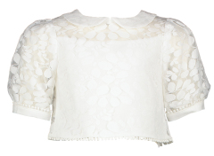 Linea Raffaelli  Witte doorschijnende blouse met speelse details Communie 