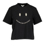 Zwarte t-shirt met geborduurde smiley Object